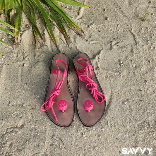 Pink Leather strape Sandals